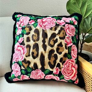 Dolce & Gabbana Embroidered Leopard Print Pillow
